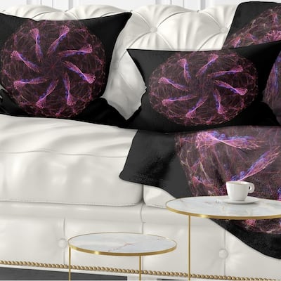 Designart 'Glowing Purple Radial Fractal Flower Art' Floral Throw Pillow