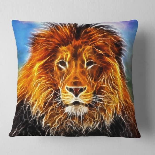 Shop Designart Drawing Of The King Of Jungle Animal Throw Pillow