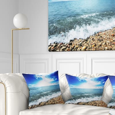 Designart 'Crystal Clear Blue Sea Waves' Seascape Throw Pillow