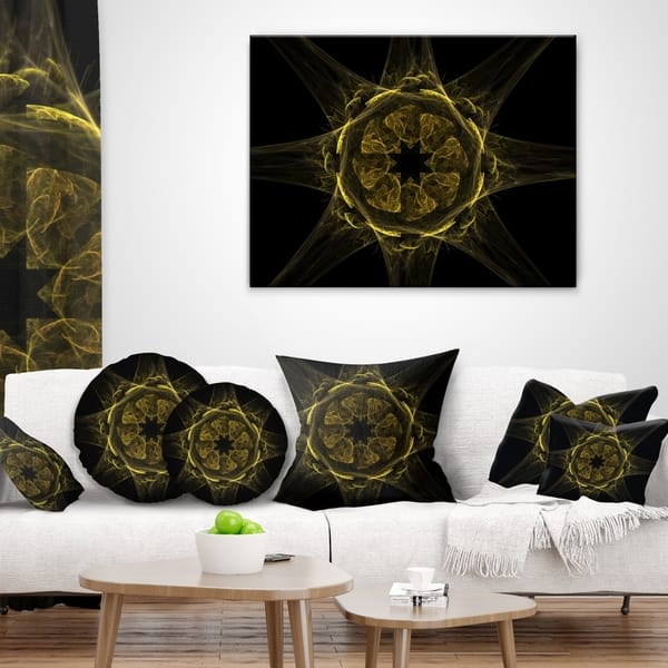 Designart Glowing Golden Radial Fractal Flower Art Floral Throw Pillow On Sale Overstock 20948504
