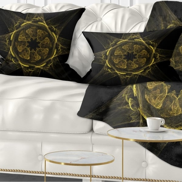Designart Glowing Golden Radial Fractal Flower Art Floral Throw Pillow On Sale Overstock 20948504