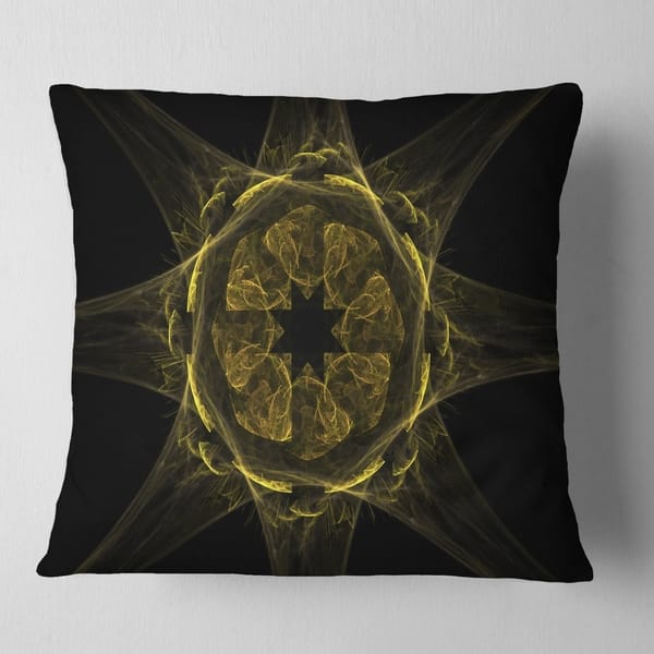 Designart Glowing Golden Radial Fractal Flower Art Floral Throw Pillow On Sale Overstock 20948504