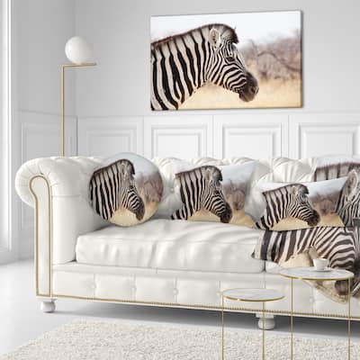 Designart 'Beautiful Zebra in Forest' Abstract Throw Pillow