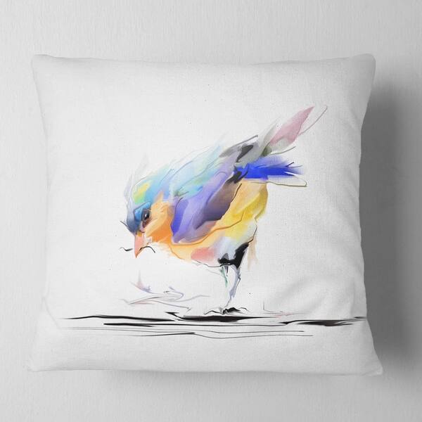 Shop Designart Cute Bird In Purple And Yellow Watercolor