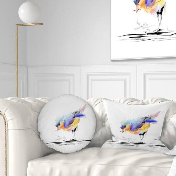 Shop Designart Cute Bird In Purple And Yellow Watercolor