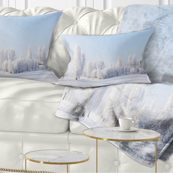 Designart 'Winter Trees Covered with Frost' Landscape Photography Throw Pillow
