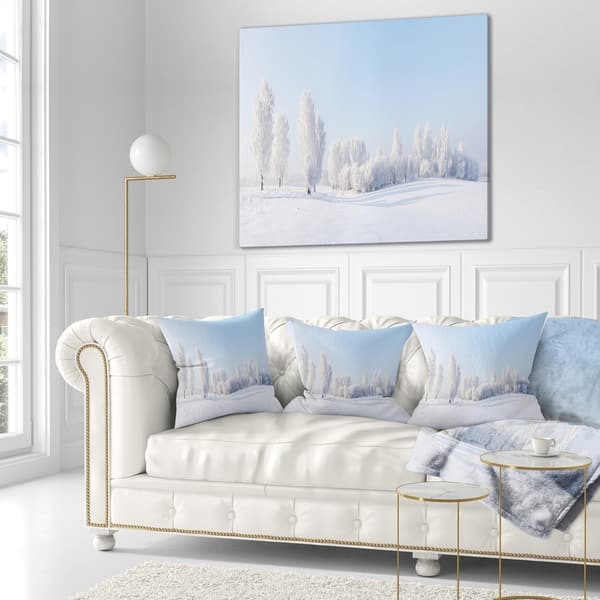 Designart Winter Trees Covered With Frost Landscape Photography Throw Pillow On Sale Overstock 20948521