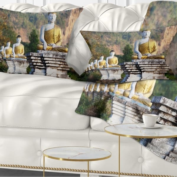 Designart Beautiful Row Of Buddha Statues Landscape Printed Throw Pillow On Sale Overstock 20948540