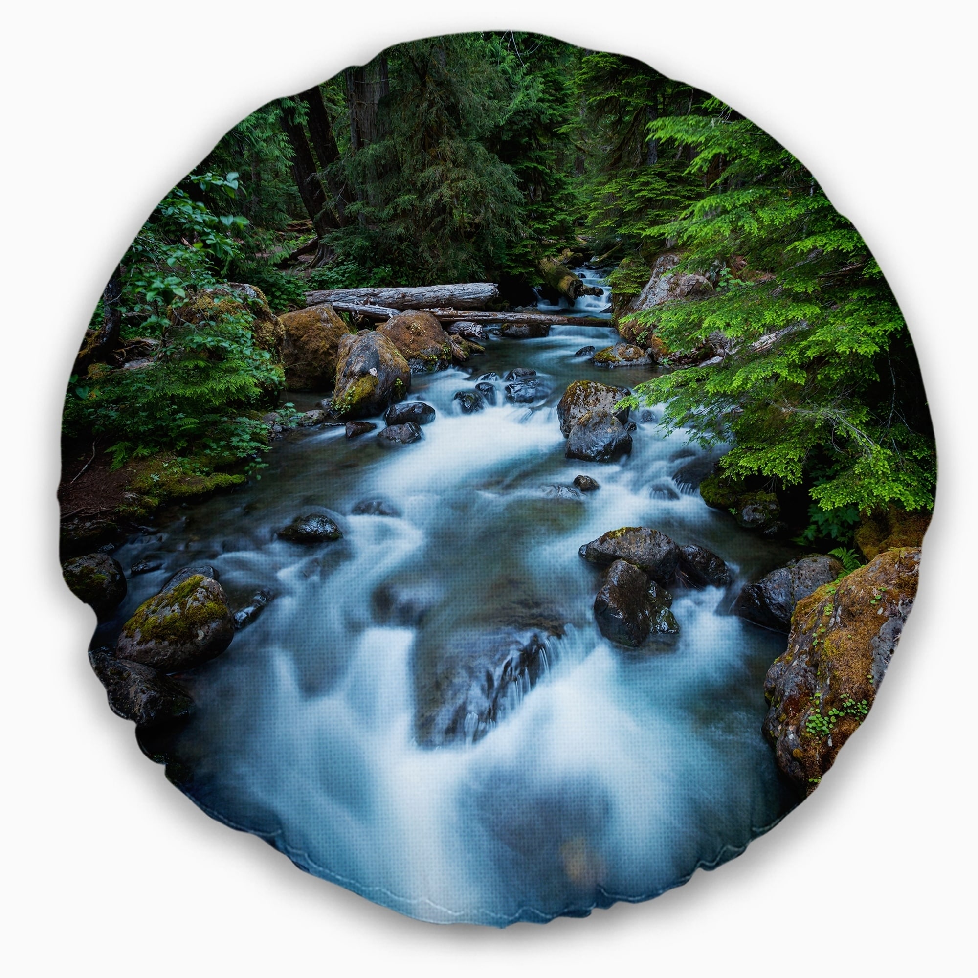 Shop Designart Rushing Water In Forest Creek Landscape Printed Throw Pillow Free Shipping On Orders Over 45 Overstock 20948603