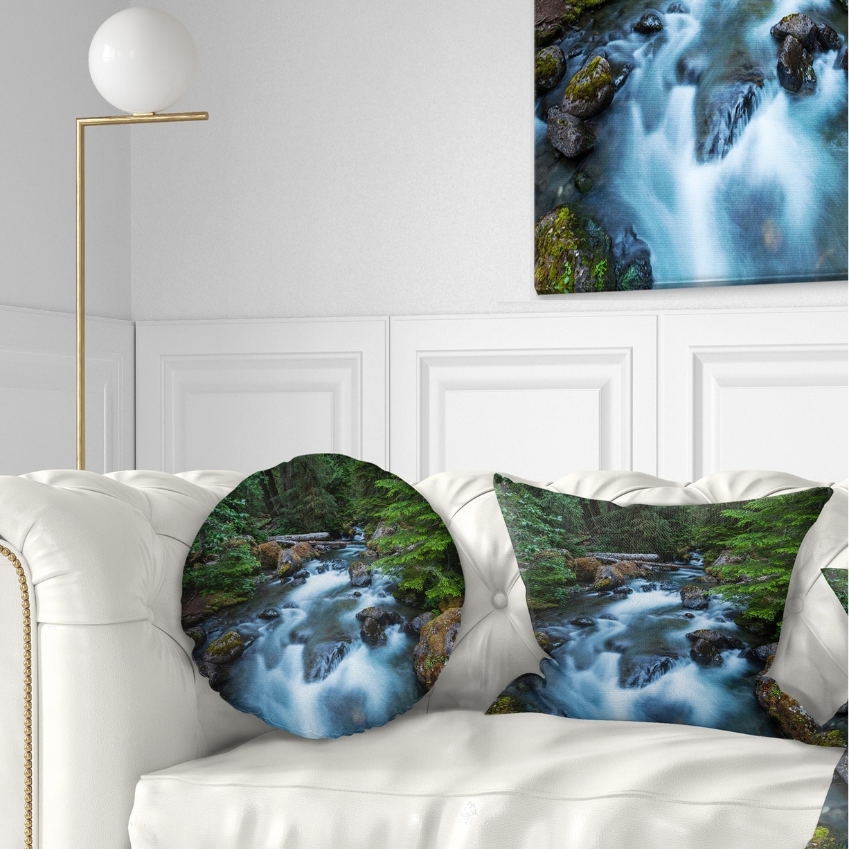 Shop Designart Rushing Water In Forest Creek Landscape Printed Throw Pillow Free Shipping On Orders Over 45 Overstock 20948603