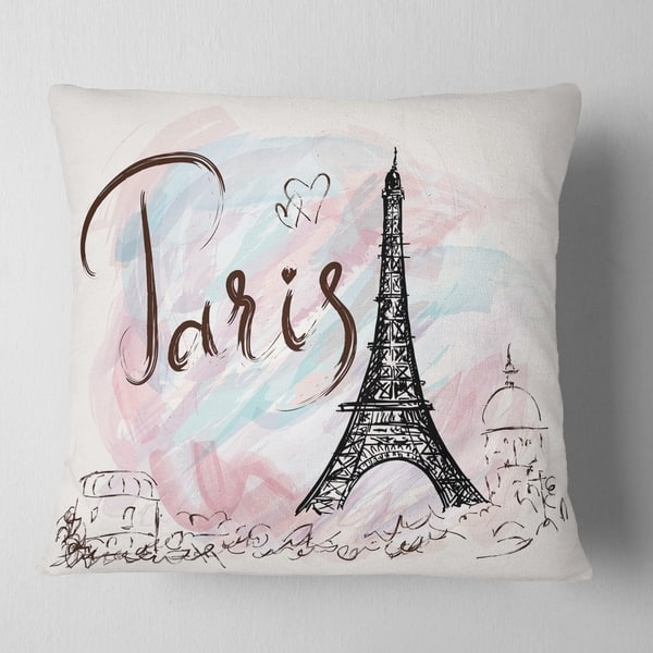 Designart Illustration With Paris Eiffel Tower Abstract Cityscape Throw Pillow Overstock 20948610