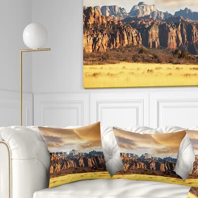 Designart 'Zion National Park Utah Usa' Landscape Printed Throw Pillow