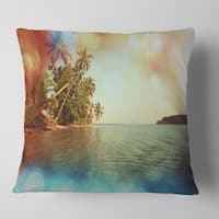 Designart Colorful Tropical Beach With Palms Modern Beach Throw Pillow On Sale Overstock 20943778