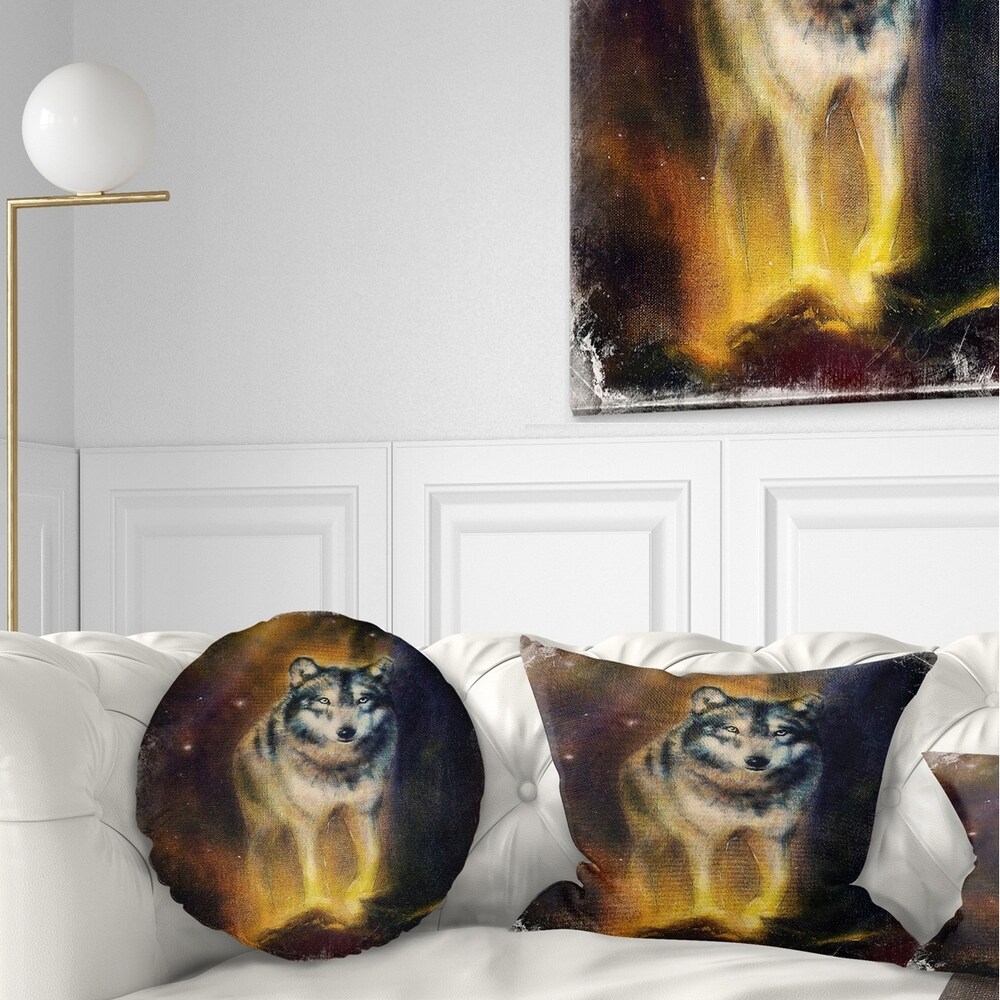 Designart Large Sled Dogs Relaxing - Animal Throw Pillow - 18x18 