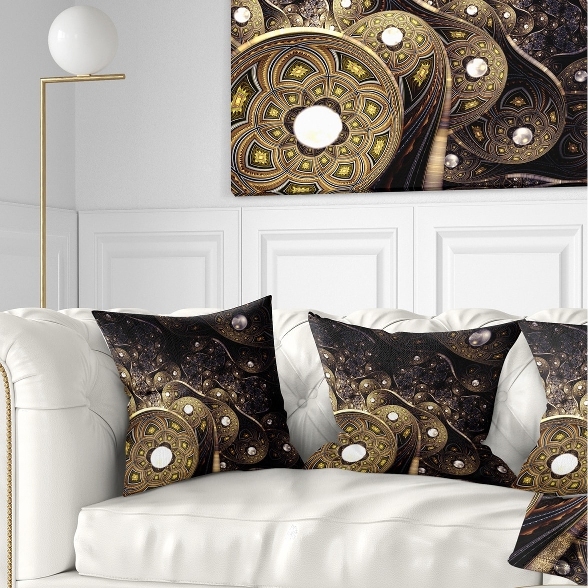 Designart 'Beautiful Golden Fabric' Abstract Throw Pillow