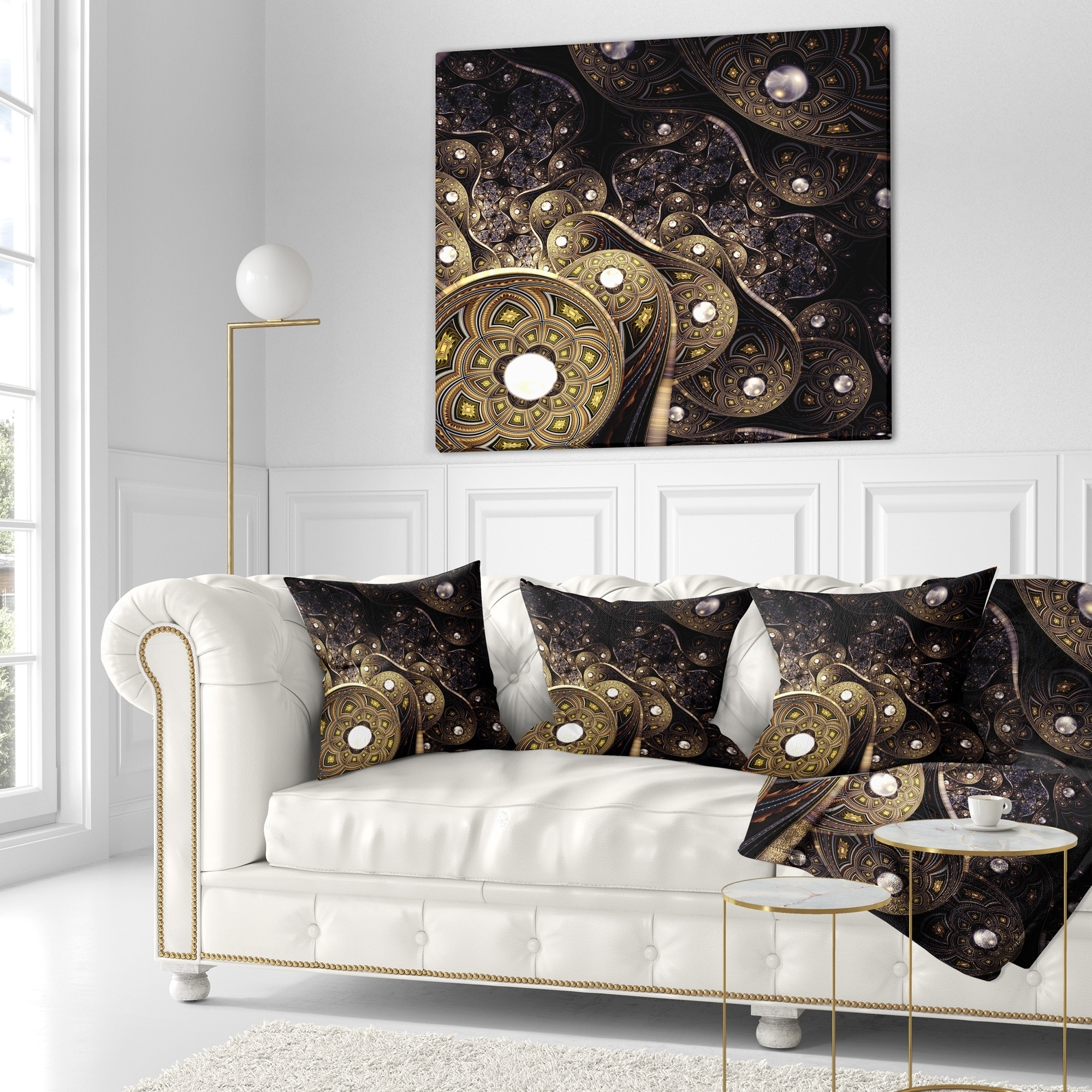 Designart 'Beautiful Golden Fabric' Abstract Throw Pillow