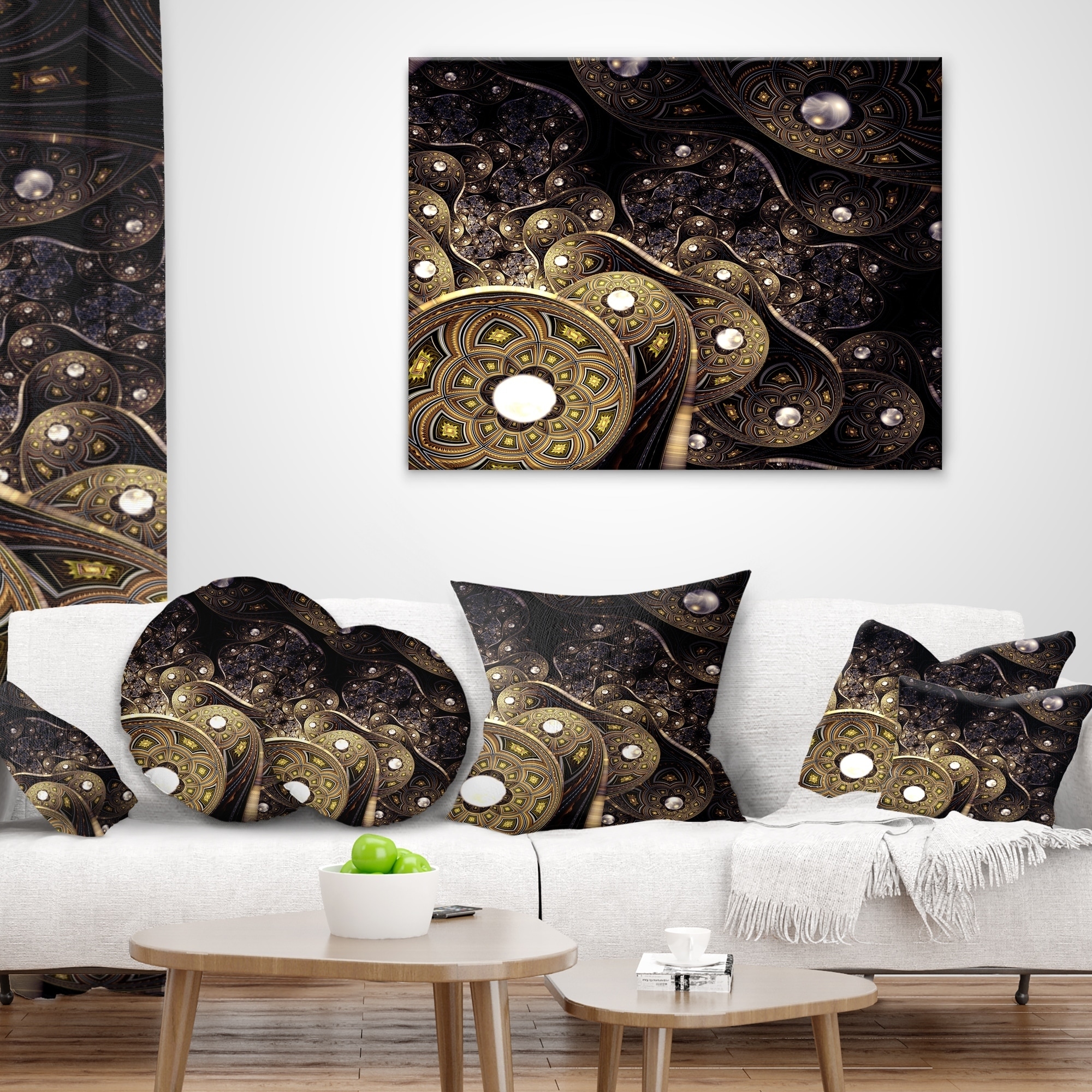 Designart 'Beautiful Golden Fabric' Abstract Throw Pillow