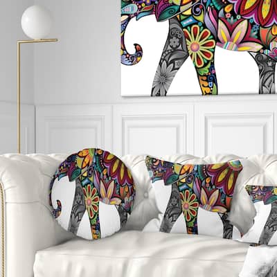 Designart 'Yellow Cheerful Elephant' Animal Throw Pillow
