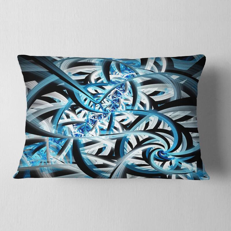 Designart 'Blue Spiral Fractal Design' Abstract Throw Pillow