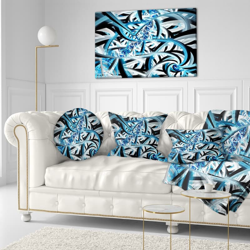 Designart 'Blue Spiral Fractal Design' Abstract Throw Pillow