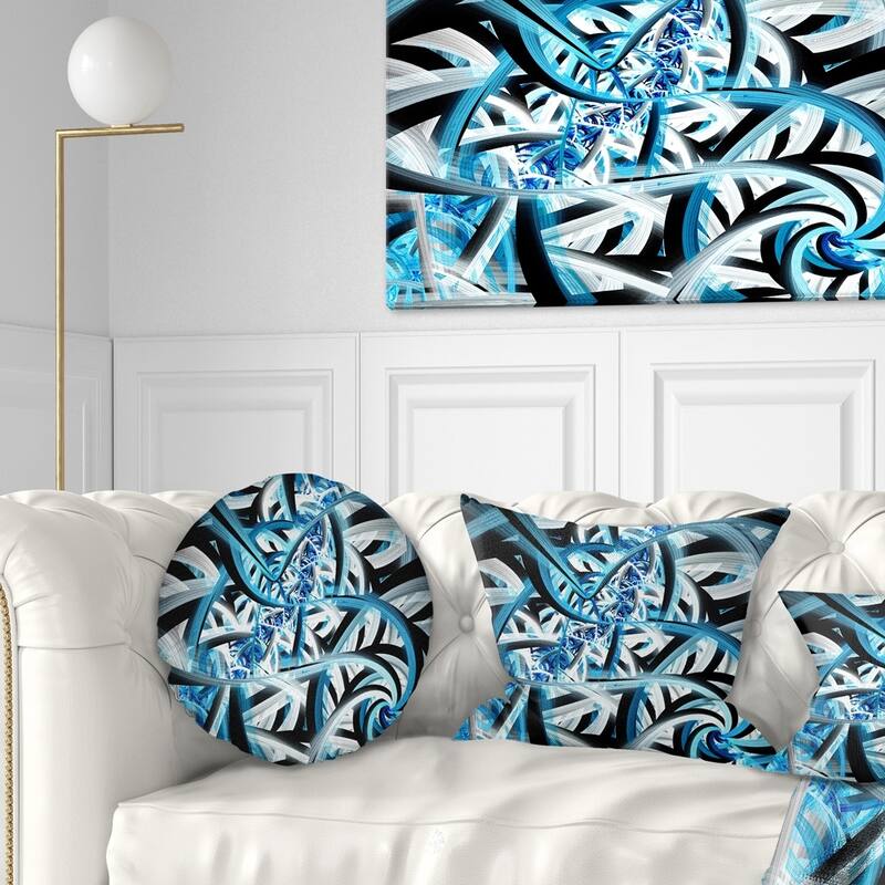 Designart 'Blue Spiral Fractal Design' Abstract Throw Pillow - Round - 20 inches round - Large