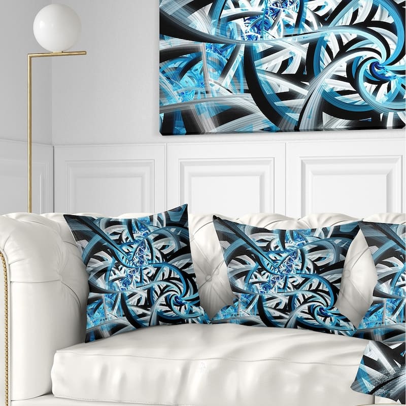 Designart 'Blue Spiral Fractal Design' Abstract Throw Pillow - Square - 16 in. x 16 in. - Small