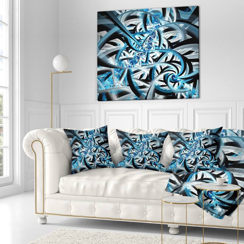 Designart 'Blue Spiral Fractal Design' Abstract Throw Pillow