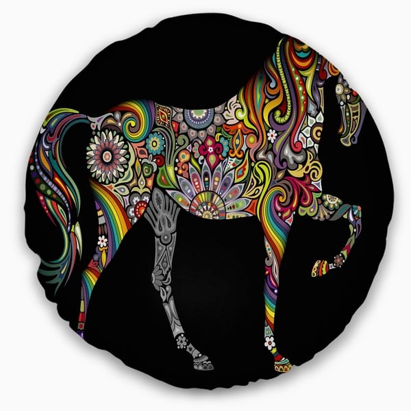 Designart CU7410-18-18 Horse and Rainbow Throw Pillow 18 x 18