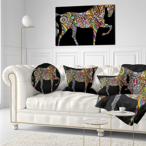 Designart CU7410-18-18 Horse and Rainbow Throw Pillow 18 x 18
