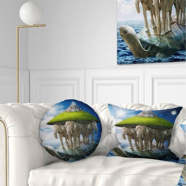 Shop Designart Giant Turtle Carrying Elephants Abstract Throw