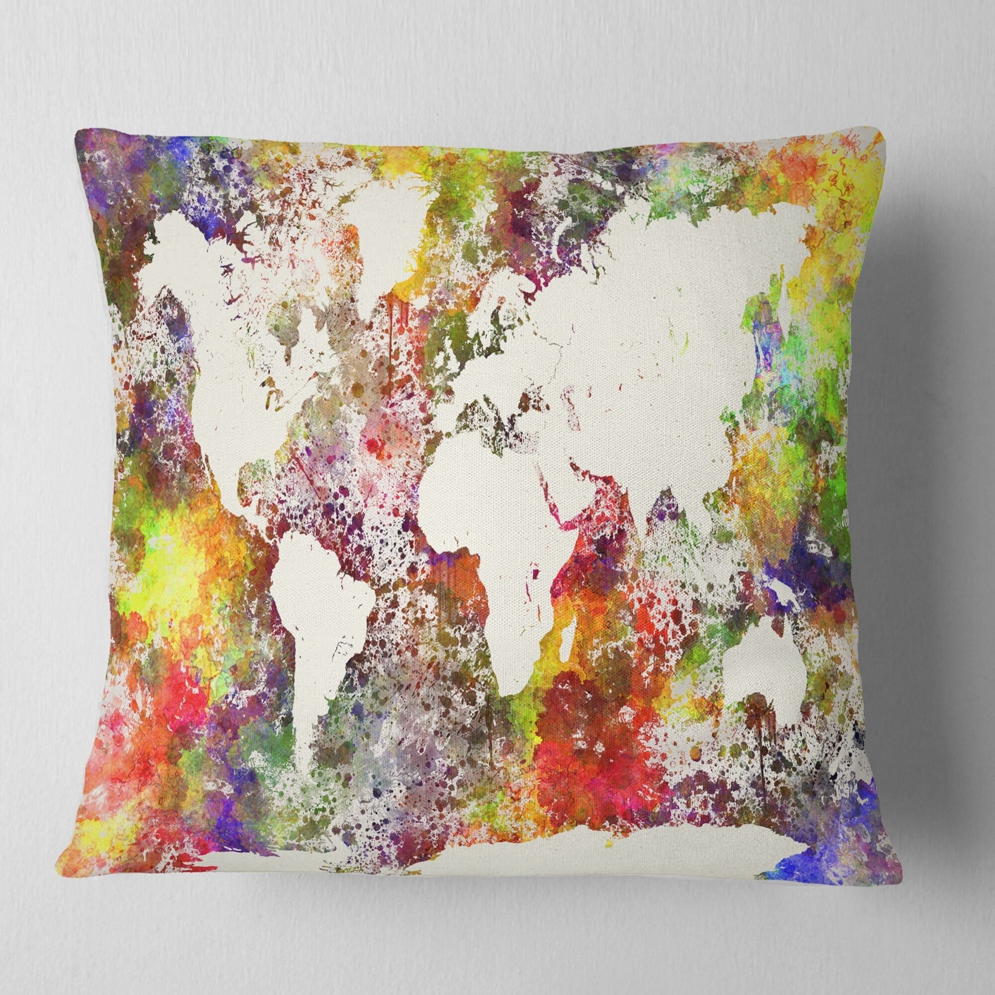 Designart 'World Map in Great Colors' Watercolor Map Throw-image