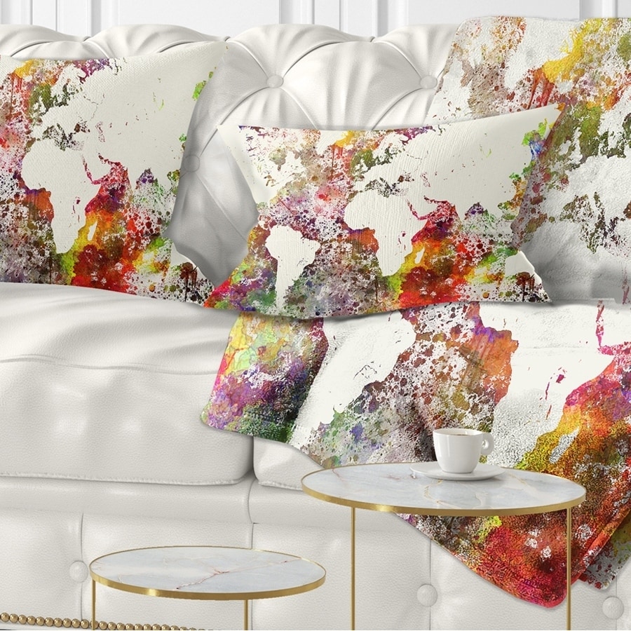Designart 'World Map in Great Colors' Watercolor Map Throw-image