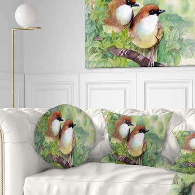 Designart 'Birds of Spring' Modern Animal Painting Throw Pillow