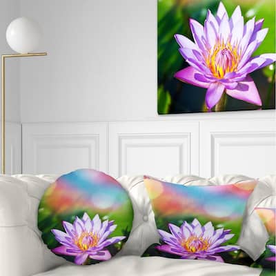 Designart 'Purple Lotus on Abstract Background' Flower Throw Pillow