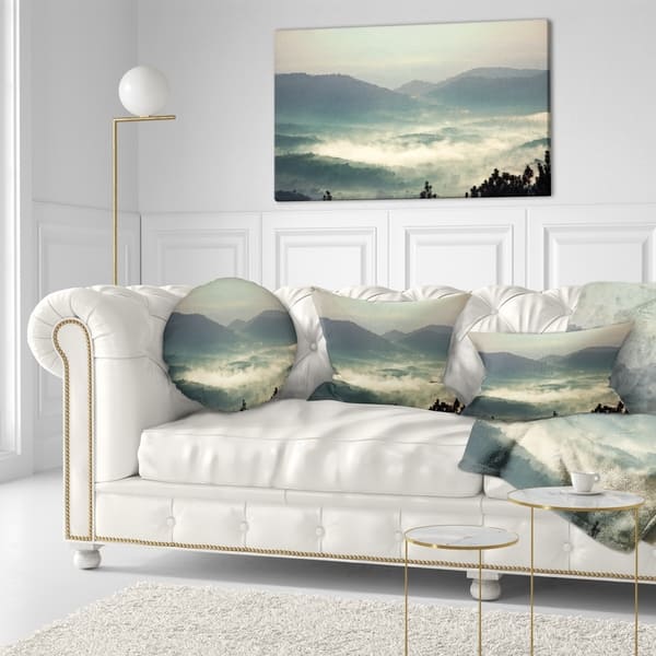 Designart 'Beautiful Foggy Hills in Sri Lanka' Beach Photo Throw Pillow ...