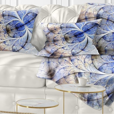 Designart 'Symmetrical Gold Blue Fractal Flower' Floral Throw Pillow