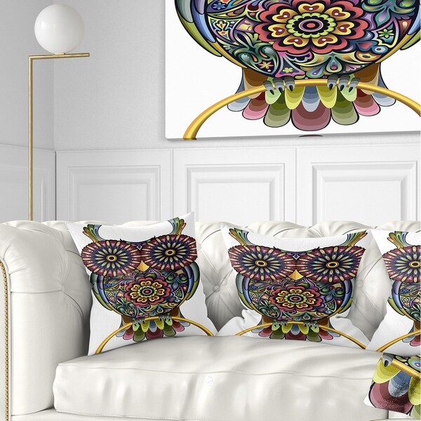 Designart 'Funny Owl' Animal Throw Pillow