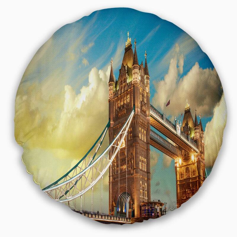 Designart 'Tower Bridge London at Sunset' Cityscape Photo Throw Pillow