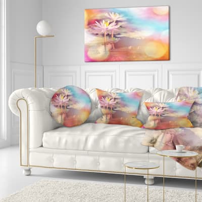 Designart 'Lotus on Abstract Background' Floral Throw Pillow
