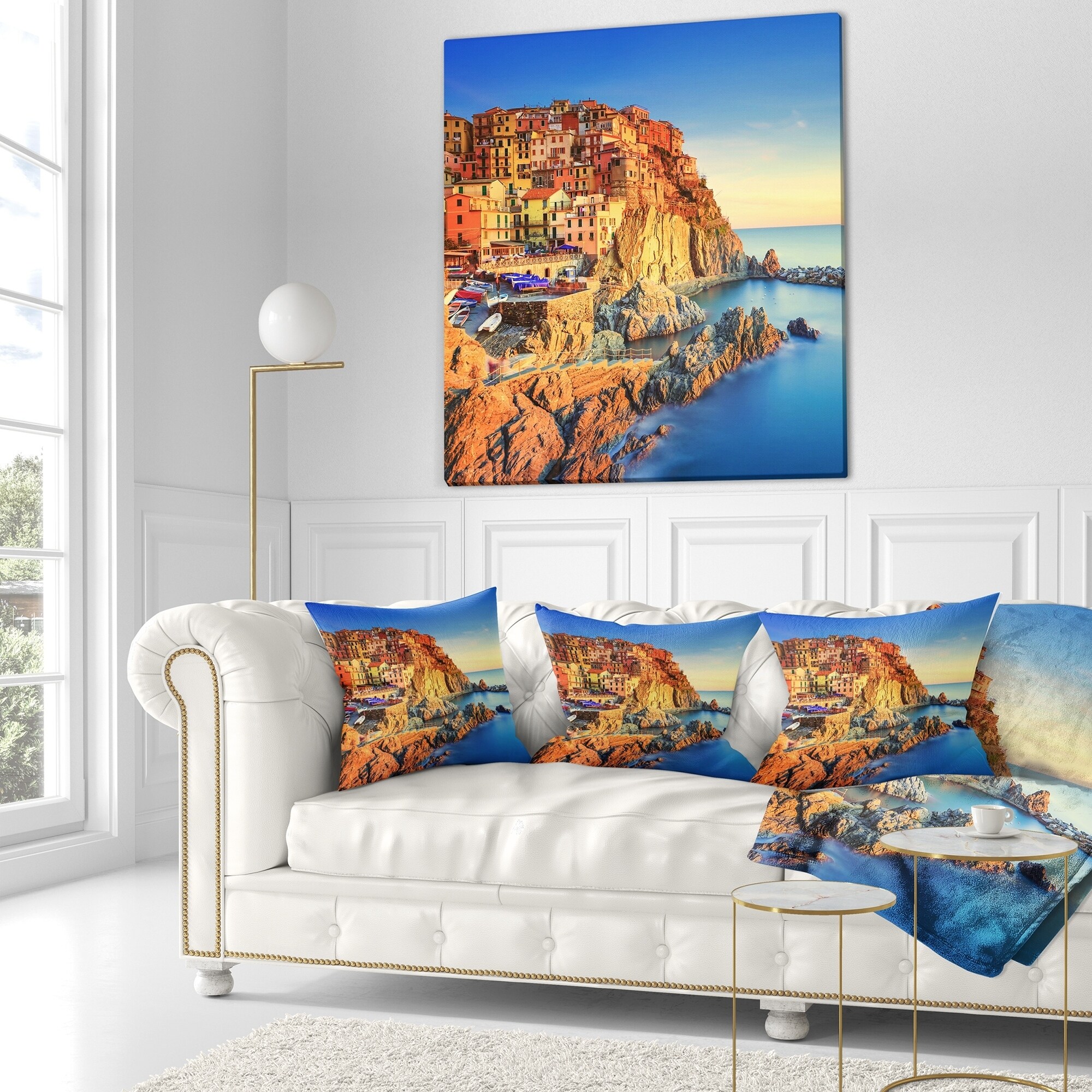 Designart 'Manarola Village View At Sunset' Beach Photo