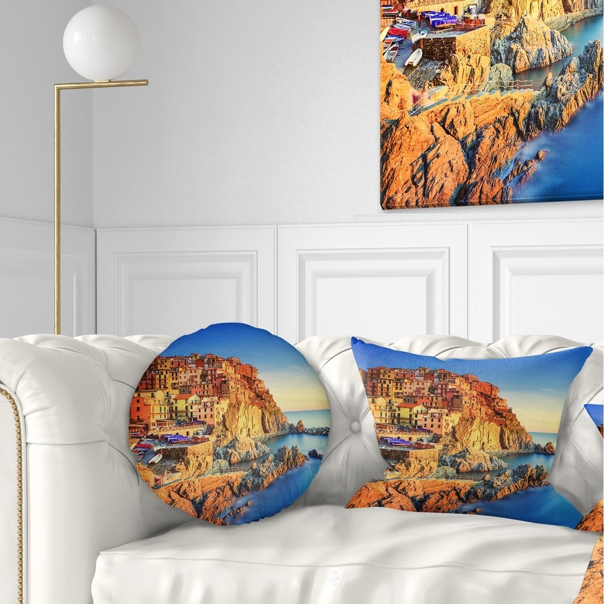 Designart 'Manarola Village View At Sunset' Beach Photo