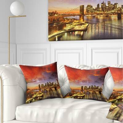 Designart 'Manhattan Skyline at Winter' Cityscape Photo Throw Pillow