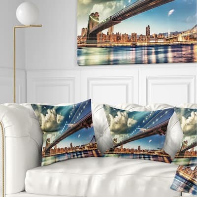 Designart 'Manhattan Skyline at Summer' Cityscape Photo Throw Pillow