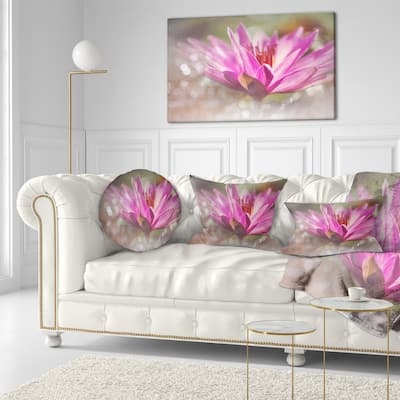 Designart 'Pink Lotus on Abstract Background' Floral Throw Pillow