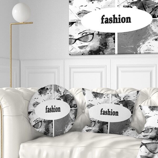 Designart 'Collage of Girl Faces' Abstract Portrait Throw Pillow