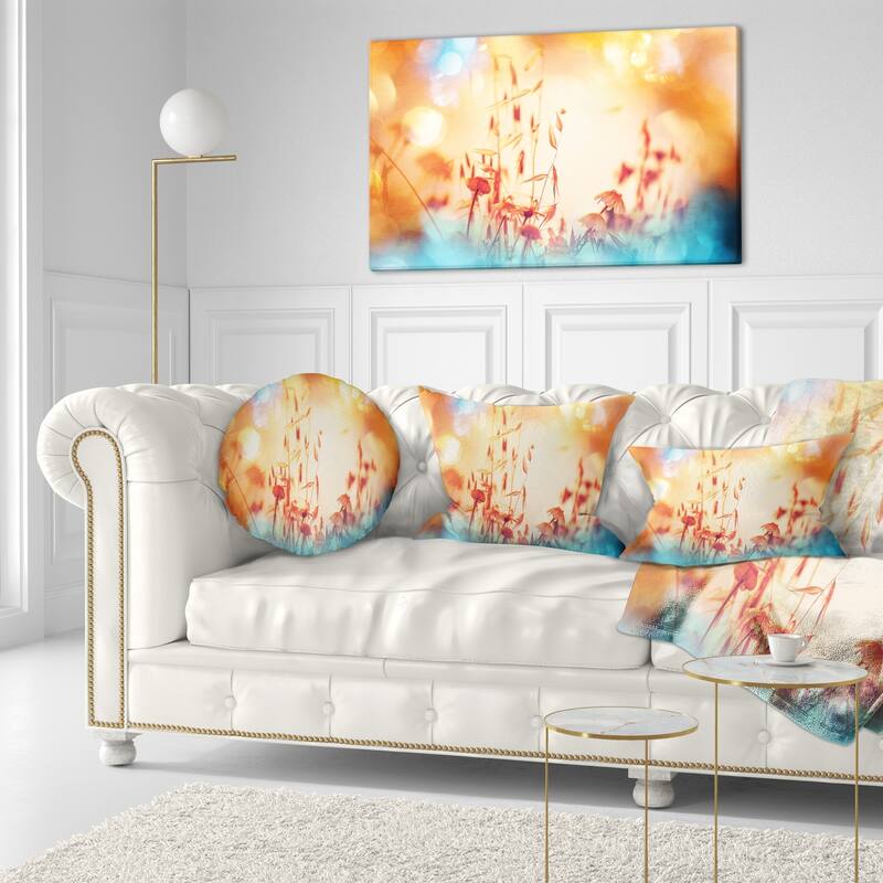 Designart 'Beautiful Little Summer Flowers View' Floral Throw Pillow