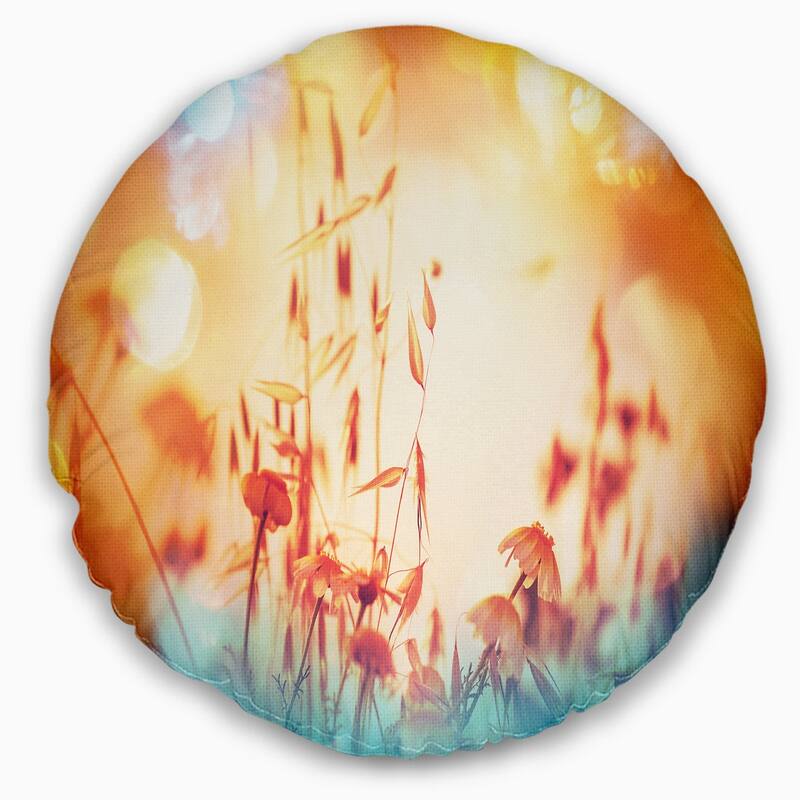 Designart 'Beautiful Little Summer Flowers View' Floral Throw Pillow