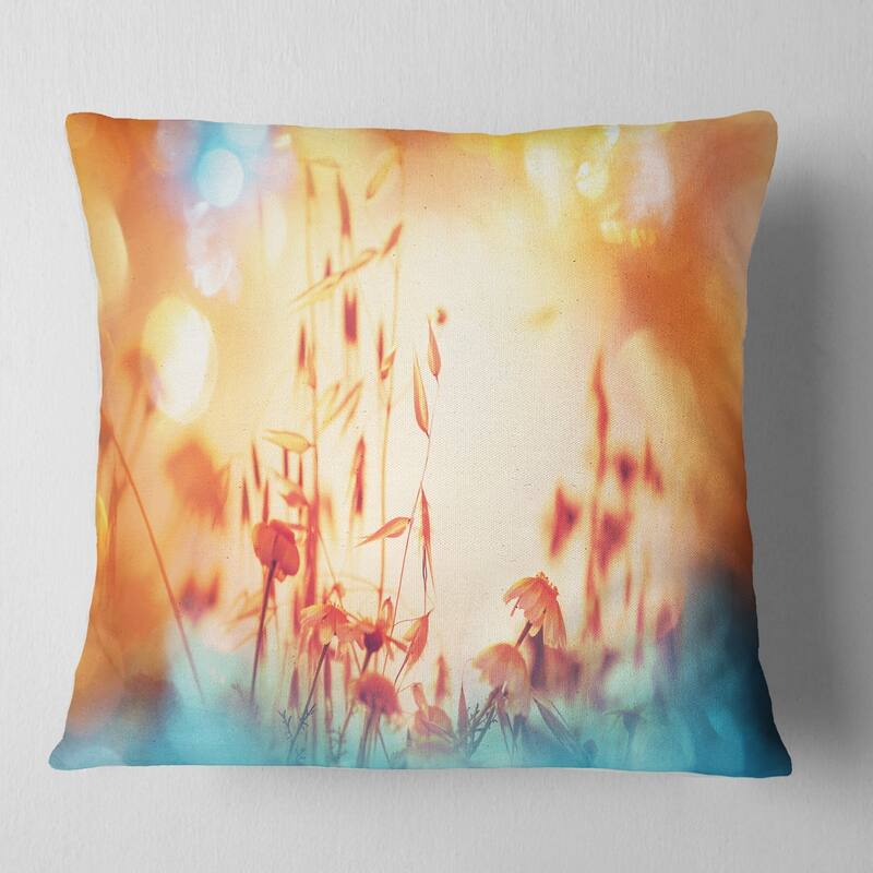 Designart 'Beautiful Little Summer Flowers View' Floral Throw Pillow - Square - 18 in. x 18 in. - Medium
