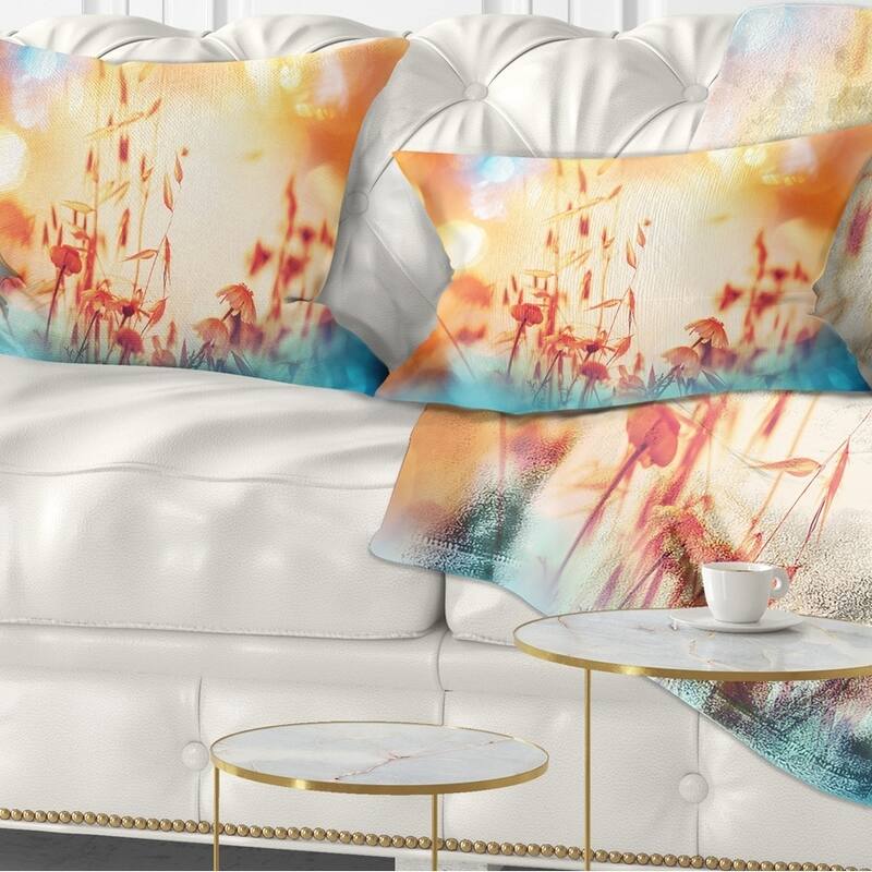 Designart 'Beautiful Little Summer Flowers View' Floral Throw Pillow - Rectangle - 12 in. x 20 in. - Medium