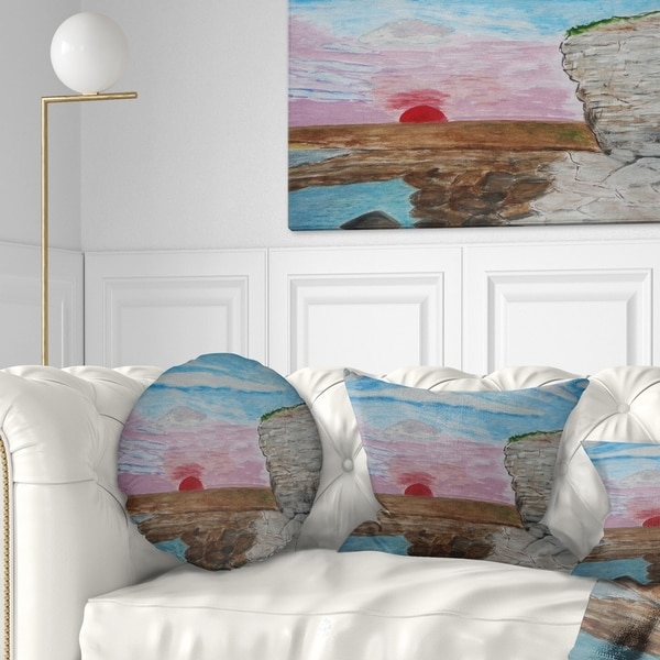 Designart 'Sunset Seashore' Seascape Throw Pillow
